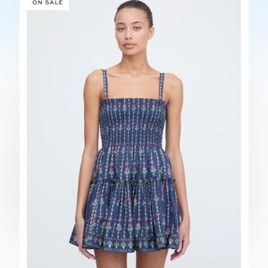 Hill House Home The Seraphina Mini Nap Dress Navy Trailing Fern